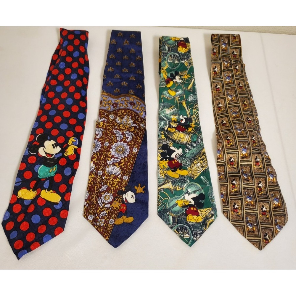 Mickey Mouse Men's Tie Lot of 4 Blue Green Brown